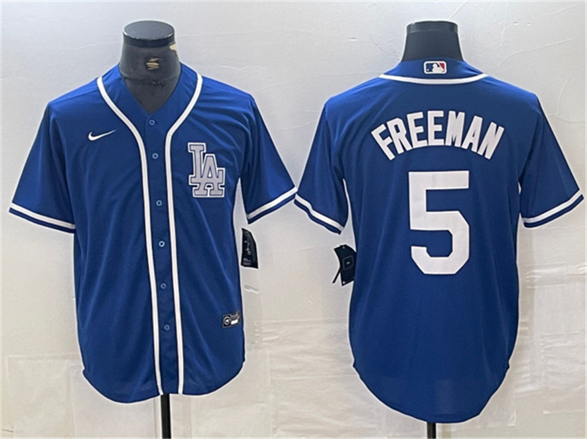 Men's Blue Los Angeles Dodgers #5 Freddie Freeman Cool Base Stitched Baseball Jersey